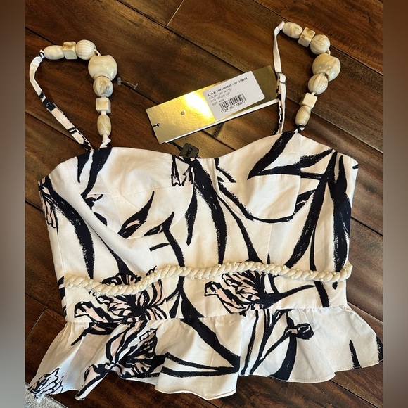 PatBO NWT Peplum Iris Top Black and White Size 4 retail $325 - Picture 4 of 6